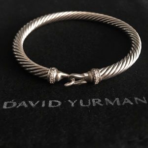 DY 5MM Silver Buckle Bracelet with Diamonds